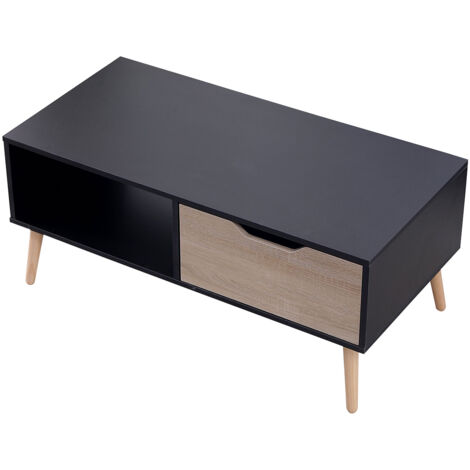 Couchtisch mit Schublade im skandinavischen Stil schwarz FREJA