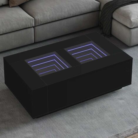 Couchtisch mit unendlichem LED schwarz 116x69x40 cm