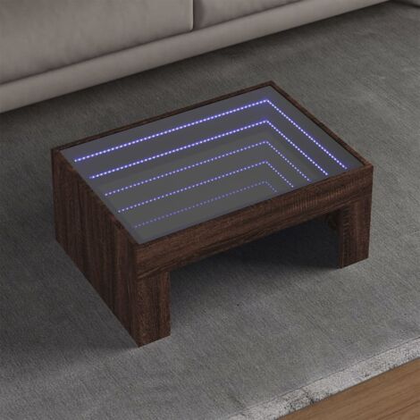Couchtisch mit unendlichem LED-Spiegel Eiche Braun 70x50x30 cm