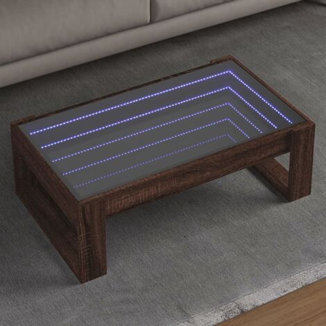 Couchtisch mit unendlichem LED-Spiegel Eichenholz braun 90x53x30 cm
