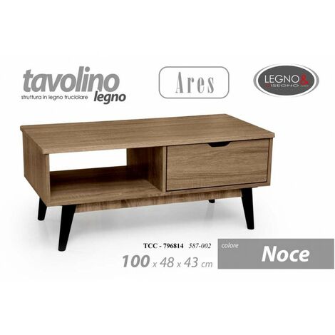 Couchtisch Nussbaum schwarz cm 100x 48 x 43 h mit Schublade