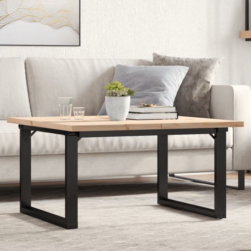 Vidaxl - Couchtisch O-gestell 80x80x45, 5cm Massivholz Kiefer & Gusseisen