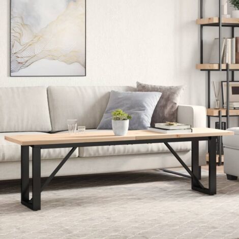 Couchtisch O-Rahmen 160x40x45,5 cm aus massiver Kiefernbasis und Gusseisen
