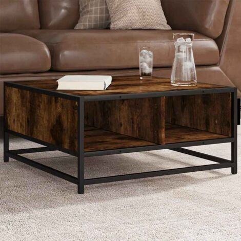 Couchtisch Räuchereiche 60,5x60,5x30cm Holzwerkstoff und Metall vidaXL812285