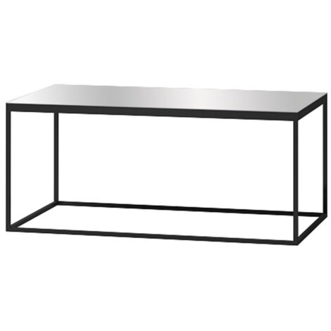 Couchtisch rechteckig HOOVER-83 mit Glasoberfläche in grau und Gestell in schwarz, B/H/T: ca. 110/48/60 cm