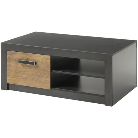 Couchtisch rechteckig modern BAKU-61 in Fresco anthrazit mit Kastanienbraun, BxHxT: ca. 110x44x63 cm