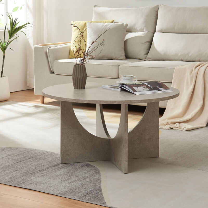 [en.casa] - Couchtisch Rindal 80x42 Cm Betonoptik, Hell