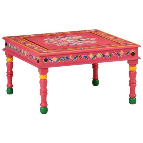 Couchtisch Rosa Handbemalt Massivholz Mango vidaXL