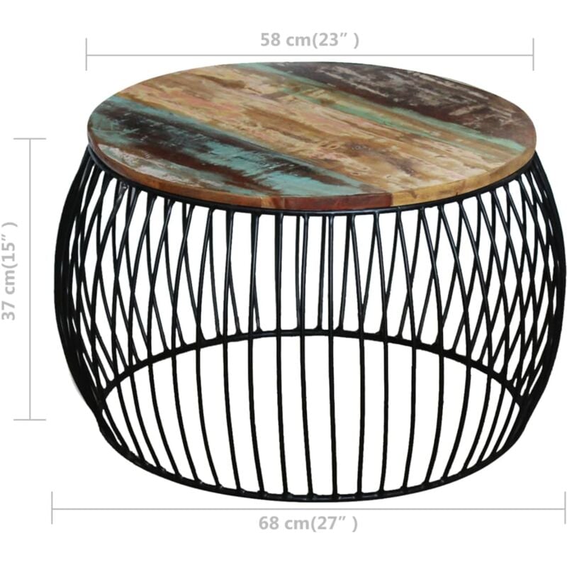 Couchtisch Rund Recyceltes Massivholz 68 43 Cm