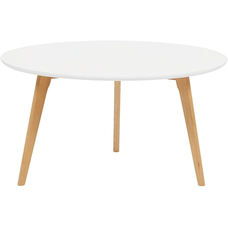 Couchtisch Weiß ⌀ 80 cm aus MDF-Platte und Holz Rund Modernes Design - Weiß