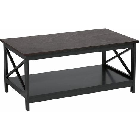 Couchtisch Schwarz 55 x 100 cm MDF Tischplatte Matt Rechteckig Klassisch