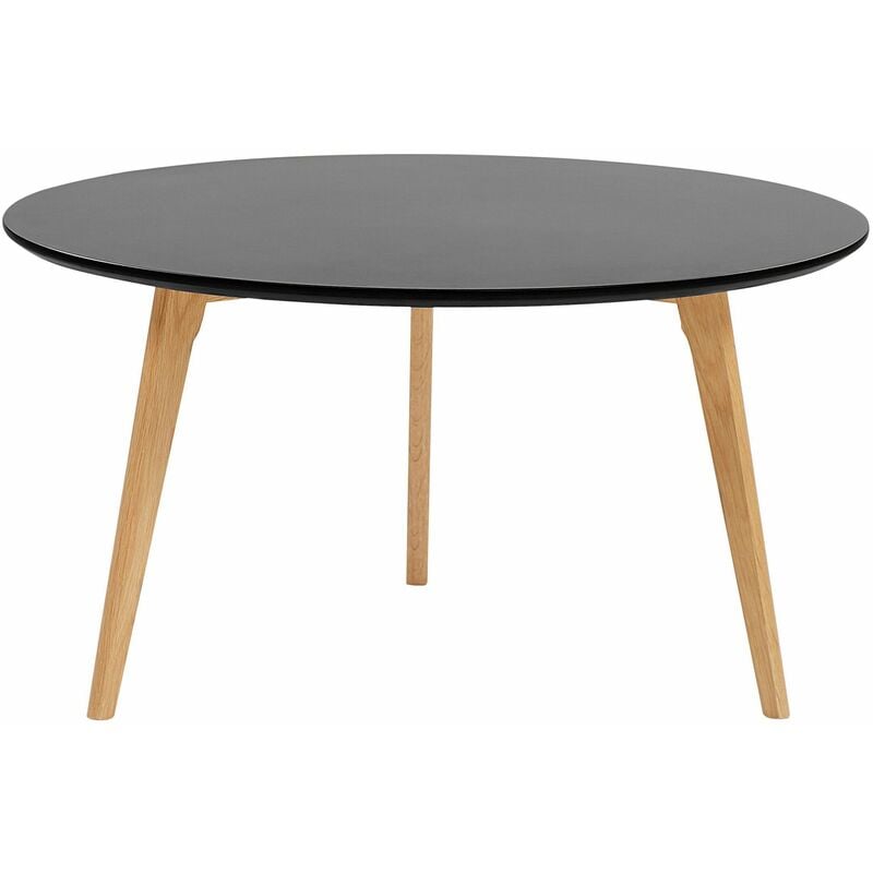 Couchtisch Schwarz ⌀ 80 cm aus MDF-Platte und Holz Rund Modernes Design - Schwarz