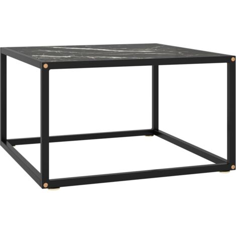 Couchtisch Schwarz mit schwarzer Marmorplatte 60x60x35 cm