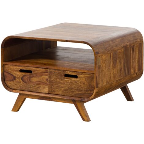 Couchtisch Sheesham 70x70x50 hellbraun lackiert MAILAND 132