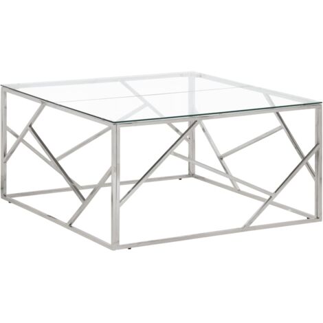 Couchtisch Silbern Edelstahl und Hartglas vidaXL