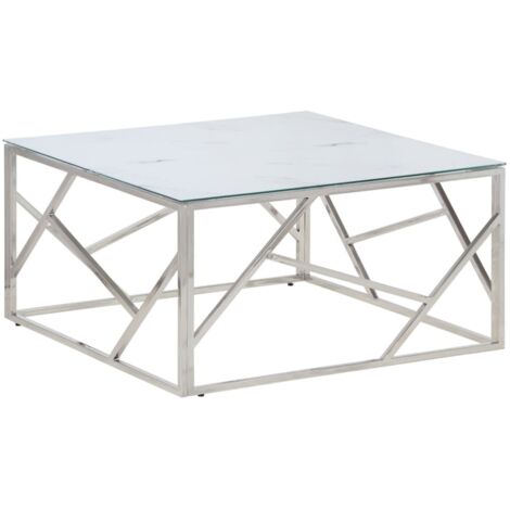 Couchtisch Silbern Edelstahl und Hartglas vidaXL22640