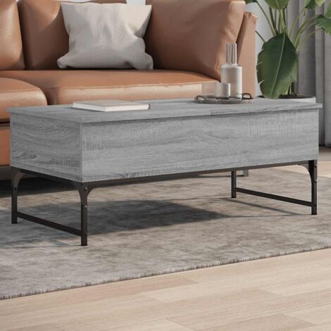 Couchtisch Sonoma Grau 100x50x40 cm aus Spanplatte und Metall