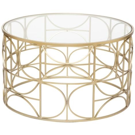 Couchtisch Suite - Platte aus gehärtetem Glas - golden D. 71 cm - Atmosphera créateur d'intérieur