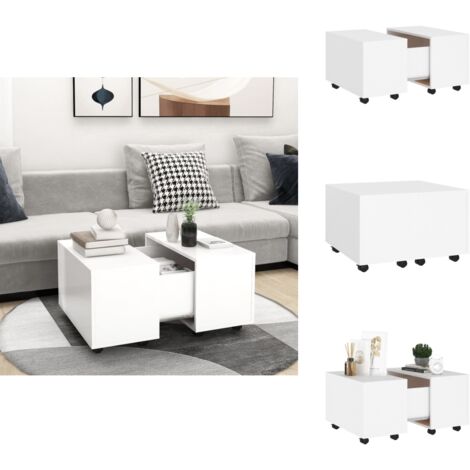 Couchtisch Weiß 60x60x38 cm Holzwerkstoff - Couchtisch - Wohnzimmertisch - Weißer Couchtisch - Holzwerkstoff Couchtisch - Ausziehbare Couchtisch