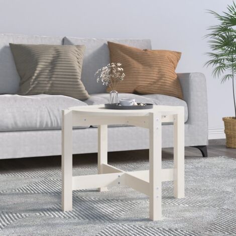 Couchtisch Weiß Ø 62,5x45 cm Massivholz aus Kiefer