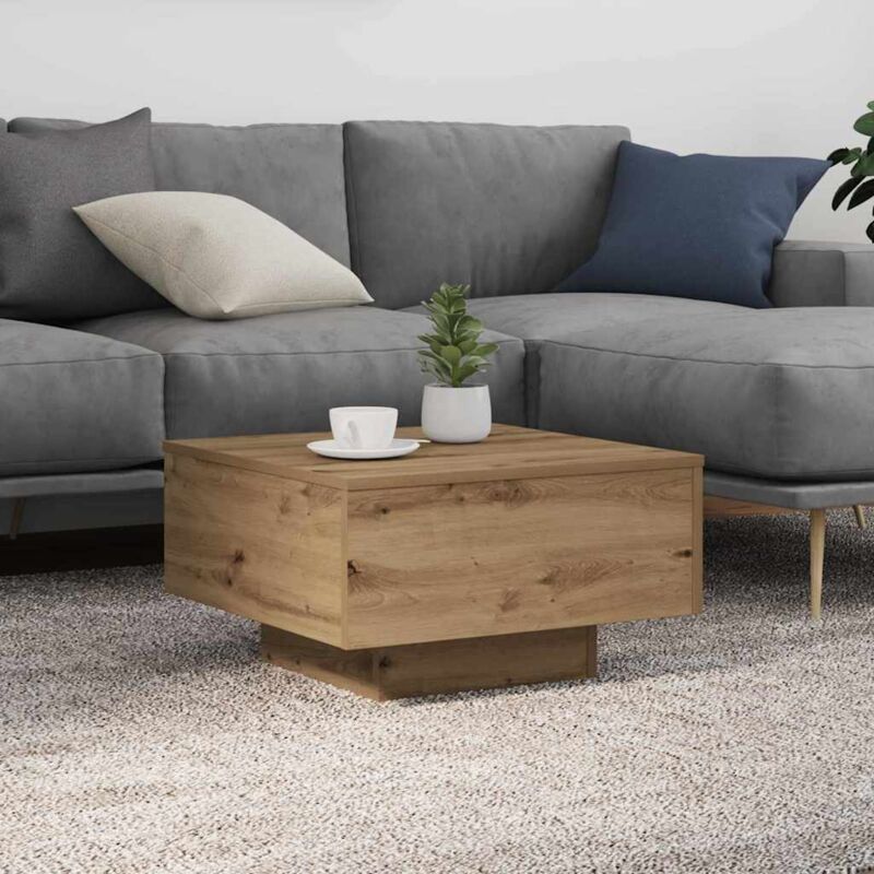 Vidaxl - Couchtisch Mit Led-lichtern Aus Artisan-eiche 55x55x31 Cm