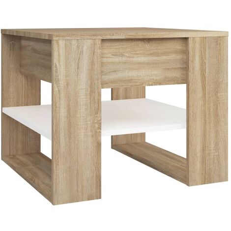 Couchtisch Weiß Sonoma-Eiche 55,5x55x45 cm Holzwerkstoff vidaXL