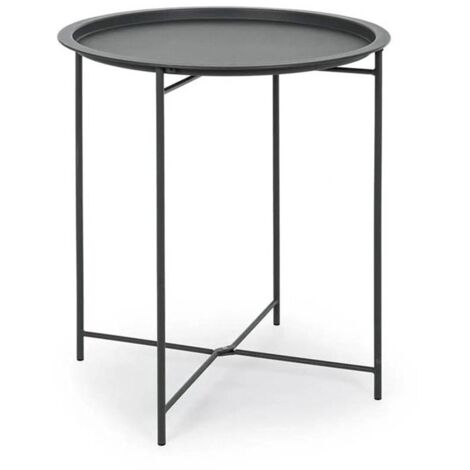 Couchtisch "Wissant" für Außen- und Garten Sonnenliege aus Stahl mit Tablett -Groß / Anthrazit