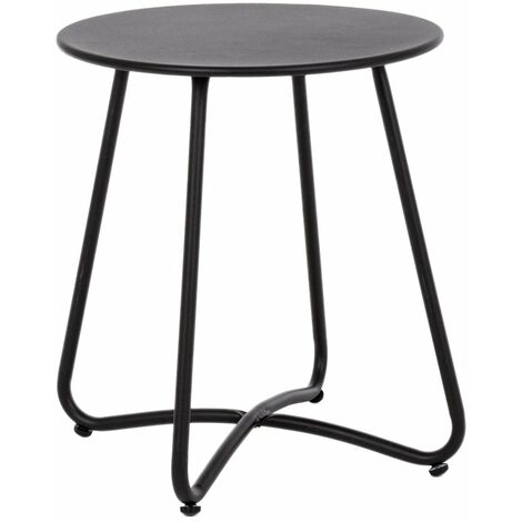 Couchtisch "Wissant" für Außen- und Garten Sonnenliege aus Stahl mit Tablett -Klein / Schwarz