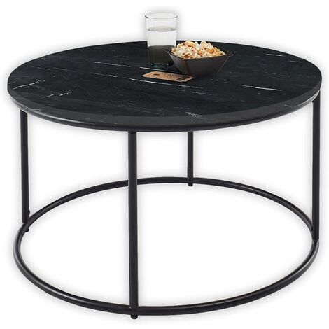 Couchtisch Wohnzimmer Beistelltisch rund Marmor Stein ca. 80 cm BELFORT Schwarz