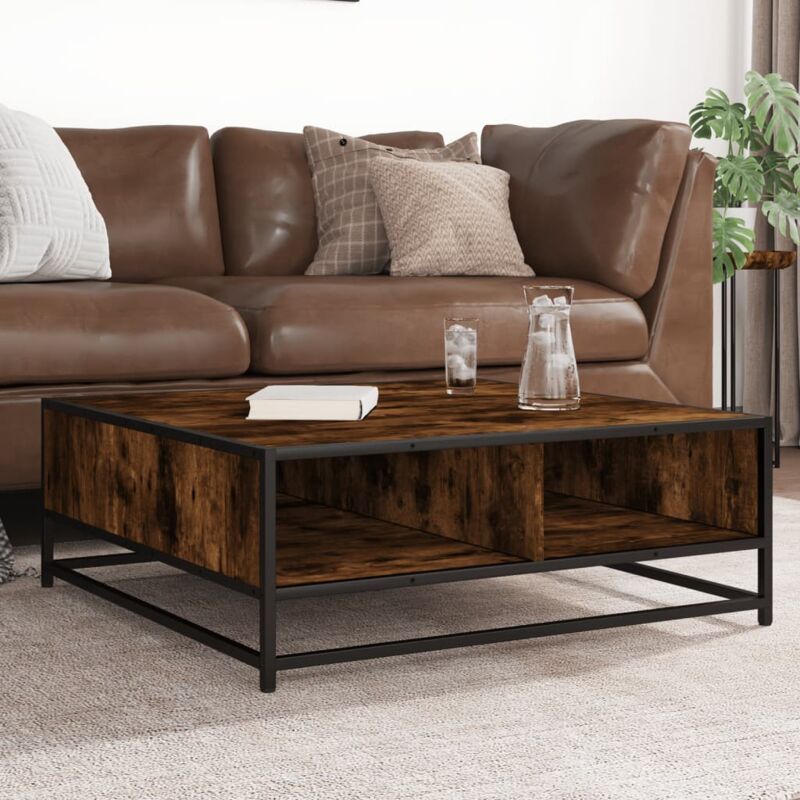 Couchtisch Räuchereiche 80x80x30 Cm Holzwerkstoff Und Metall Vidaxl