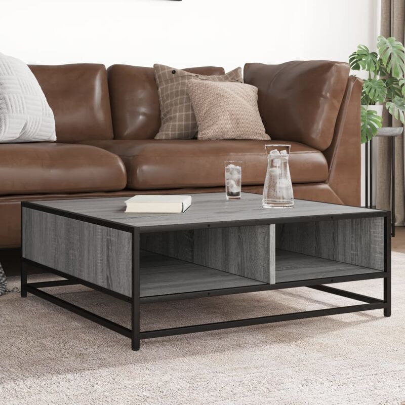 Vidaxl Couchtisch Grau Sonoma 80x80x30 Cm Holzwerkstoff Und Metall