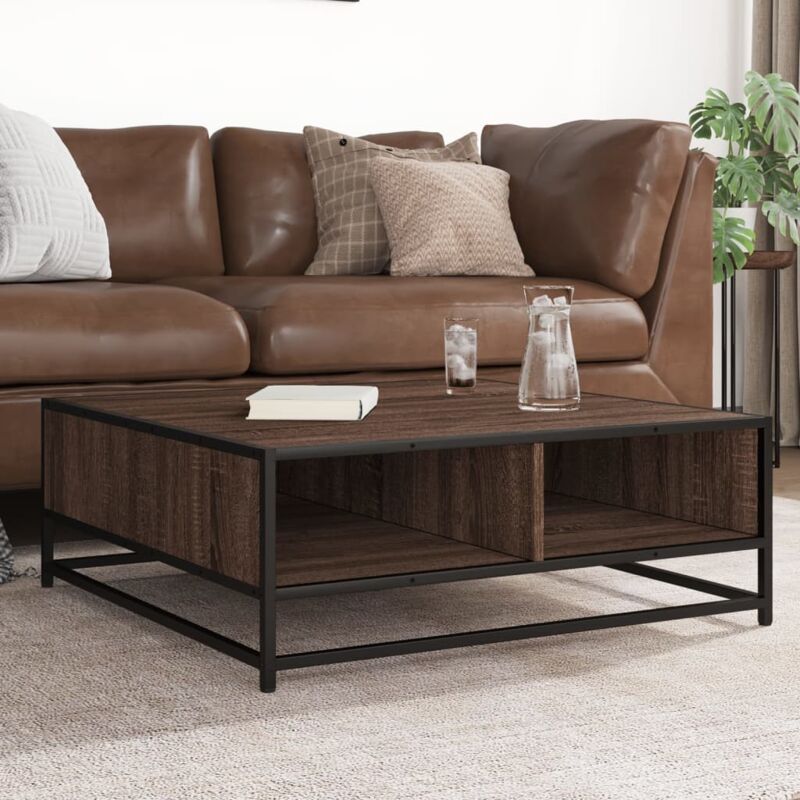 Couchtisch Braun Eichen-optik 80x80x30 Cm Holzwerkstoff Metall - Vidaxl