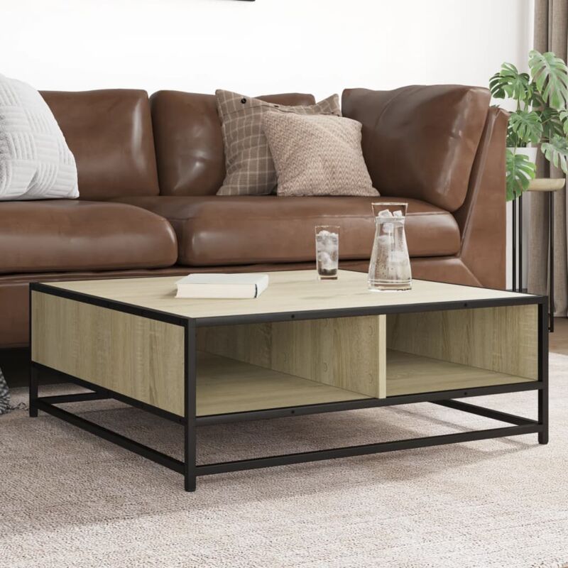 Couchtisch Sonoma-eiche 80x80x30 Cm Holzwerkstoff Und Metall Vidaxl