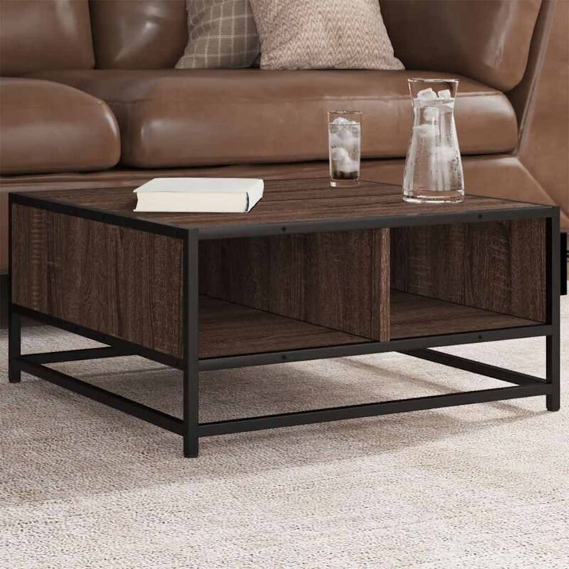 Couchtisch Braun Eiche 60, 5x60, 5x30 Cm Holzwerkstoff Und Metall Vidaxl