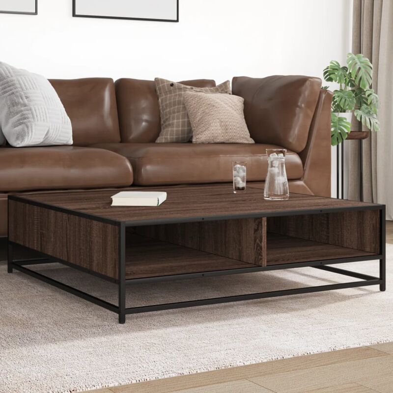 Vidaxl - Couchtisch Braun Eichen-optik 100x100x30cm Holzwerkstoff Metall