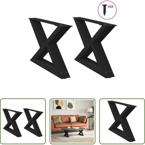 Couchtischbein -  Couchtischbeine 2 Stk. Schwarz 50x(30-31,3) cm Stahl
