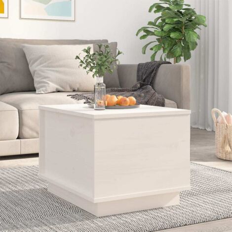 Couchtisch,Beistelltisch,Sofatisch,Kaffeetisch Weiß 40x50x35 cm Massivholz Kiefer -96326 BonneVie