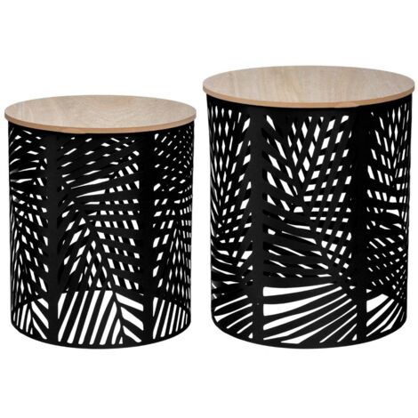 Couchtische-set, Blattmotiv, 2 Stück