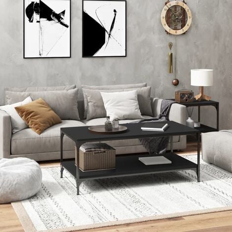 MAISON CHIC Couchtisch,Sofatisch Kaffeetisch, Wohnzimmertisch im Industrie-Design Schwarz 100x50x40 cm Holzwerkstoff -FV59577