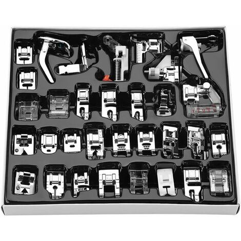 COUCOU 32pcs Kit Pieds de Biche pour Machine à Coudre, Machine à Coudre domistique Ourlet Pied de pièces Accessoires pour Babylock Janome Brother Singer Toyota
