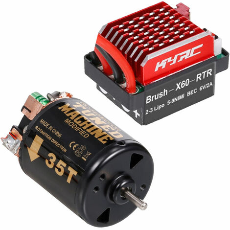 COUCOU 540 Moteur Brosse RC Crawler Motor 35T 3Slot et 60A ESC RC Car ESC Brushed Electric Speed Controller 6V/2A BEC pour 1/10 RC Car, modele: Multicolore 35T