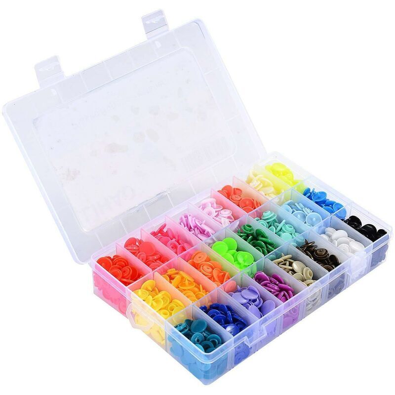 Boutons Pression en Plastique - 24 Couleurs - Avec Outils et Pince en Métal