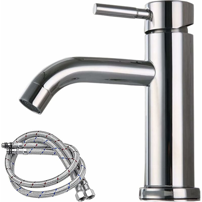 ZVD - Robinet de Salle de Bain - Robinet de Lavabo en Acier Inoxydable - Utilisation dans la Salle de Bain (Argent)