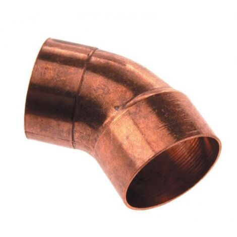coude 45 degrès à souder en cuivre - petit rayon - mâle / femelle - diamètre 28 mm - sachet de 2