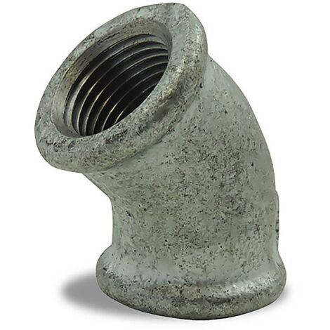Coude 45° galvanisé femelle femelle en fonte malléable 1/2''