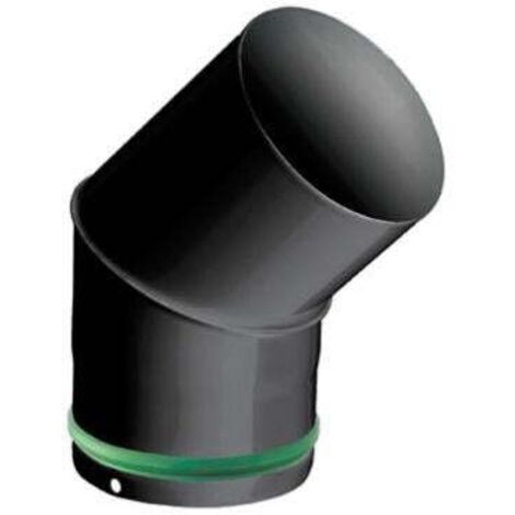Coude 45° pour évacuation des fumées – Acier émaillé 0,7 mm – Joint viton pour étanchéité – Ø80 mm – Noir mat – Isotip Joncoux