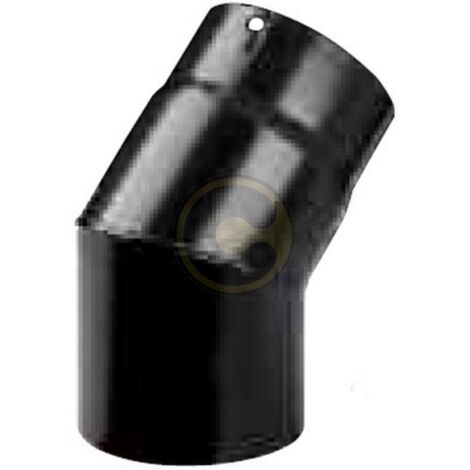 Coude 45o en acier porcelaine noire lourde 13 cm pour poele a' bois e'paisseur 1,2 mm re'sistant aux hautes tempe'ratures