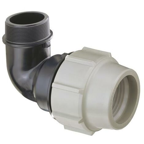 Coude 90° à Compression Mâle 33/42 pour Tube PE ø50 - Plasson