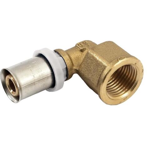 Coude 90° à sertir pour tube multicouche Acopex Alu diamètre nominal 32 avec sortie femelle 1'' (26x34) - THERMACOME