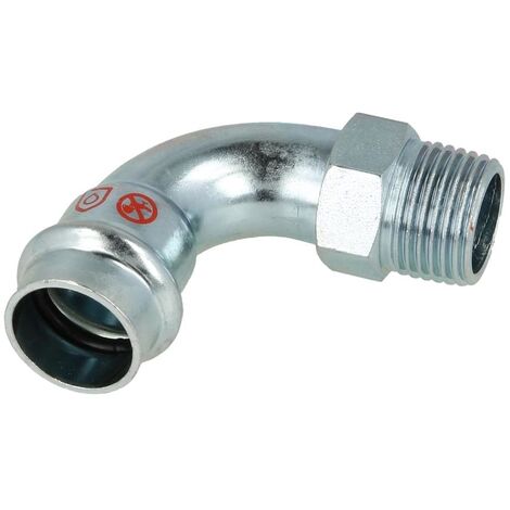 Coude 90° acier F15 x M1/2 à sertir profil V pour chauffage